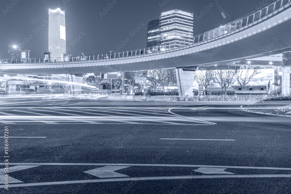 上海建筑景观与城市道路夜景