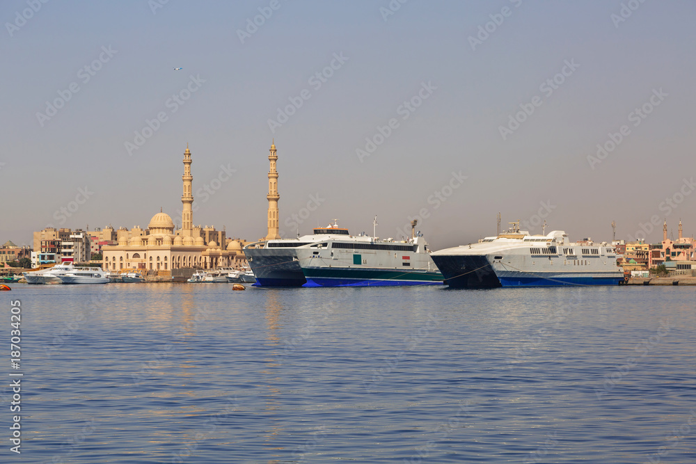 Harbor of Hurghada in Egypt