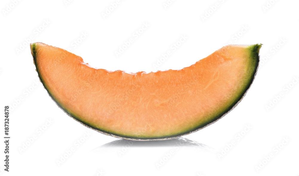 slice of japanese melons, orange melon or cantaloupe melon isolated on white background