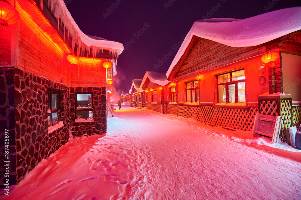 中国雪城夜景