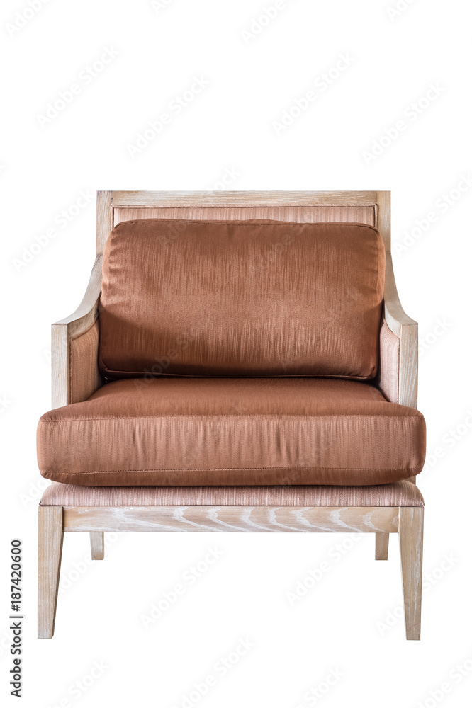 Vintage and antique brown chair isolated on a white background