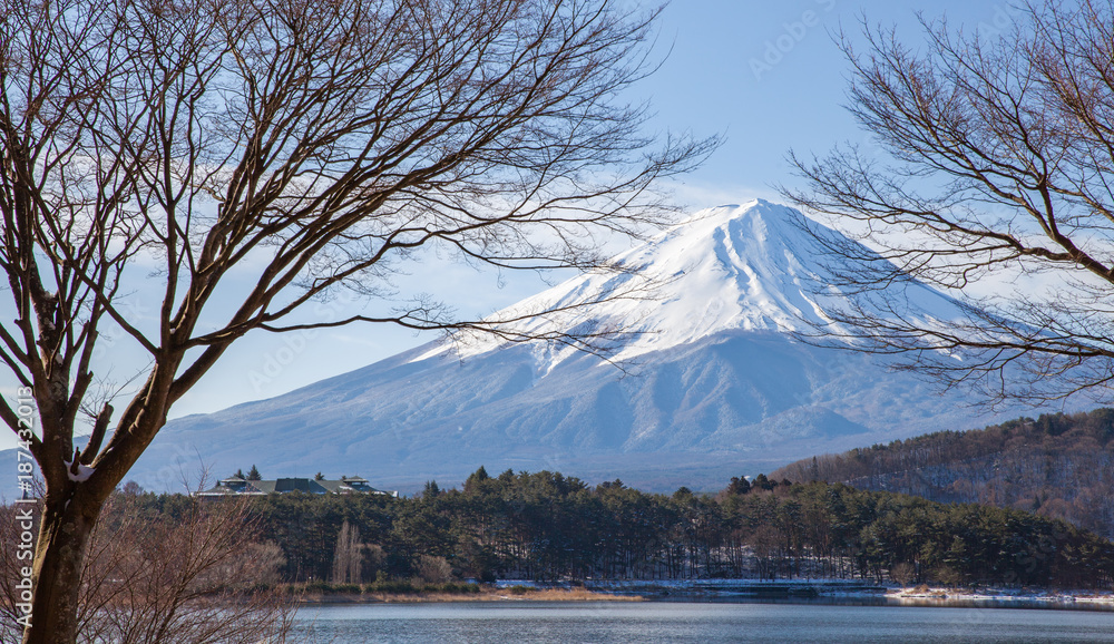 冬天的河口湖富士山