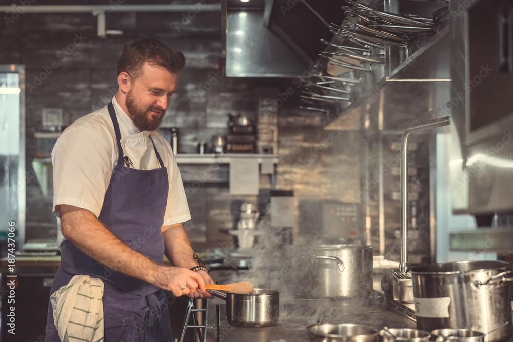 Young chef preparing