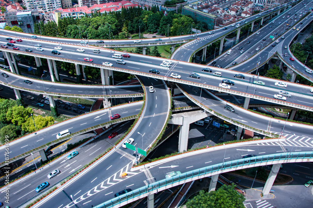 busy road junction in modern city