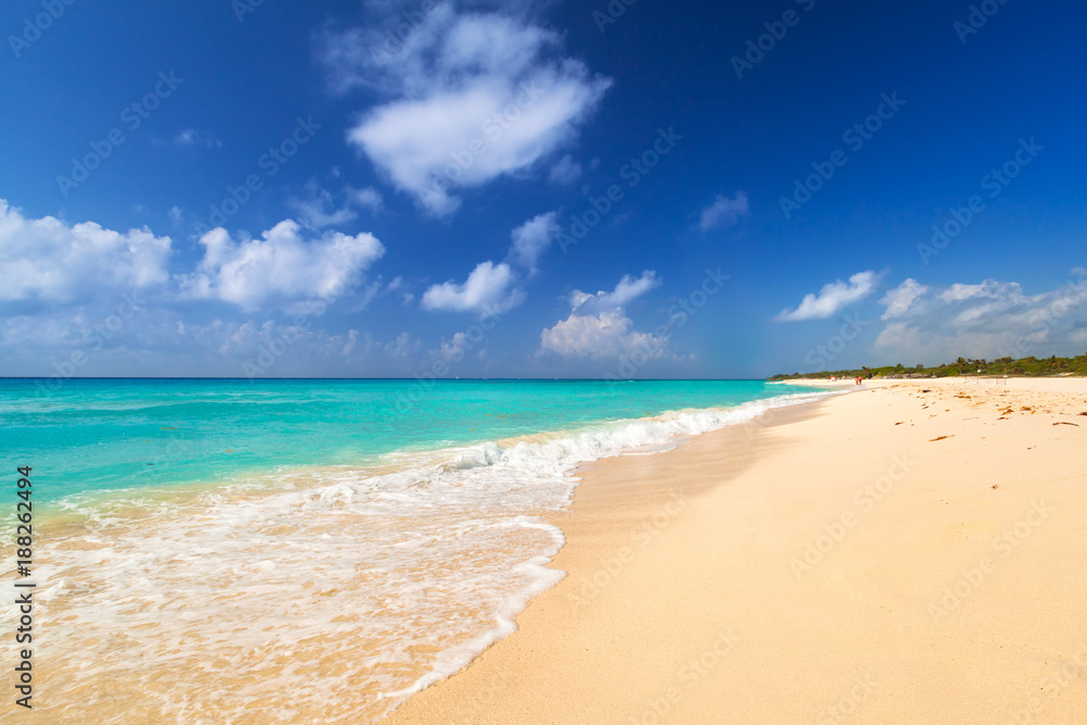 Beach at Caribbean sea in Playa del Carmen, Mexico