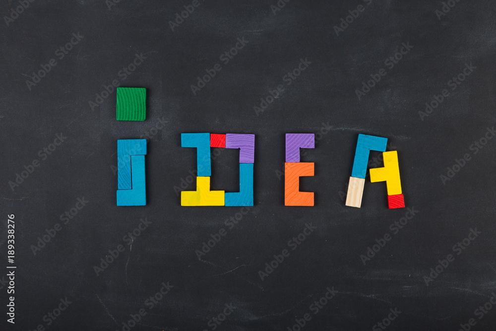 Business creative solution concept jigsaw on the blackboard