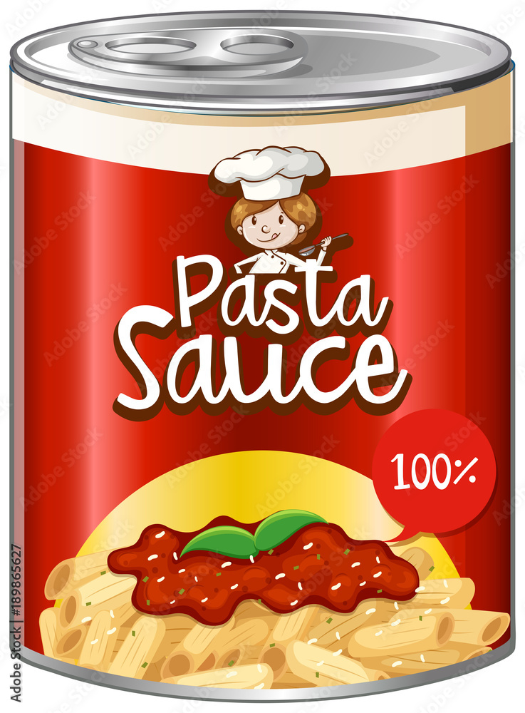 Pasta sauce in can with red label