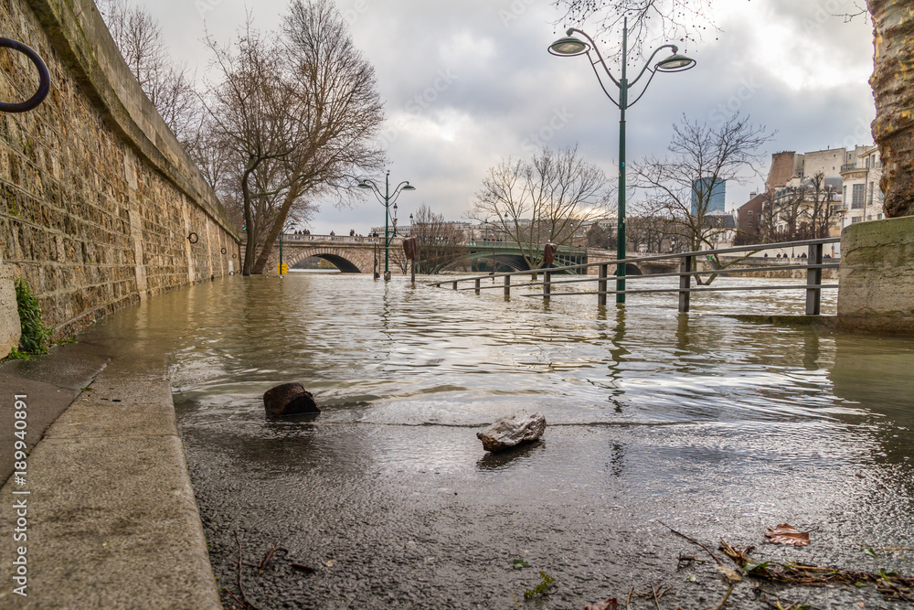 Flood of the Seine 2018 in Paris France