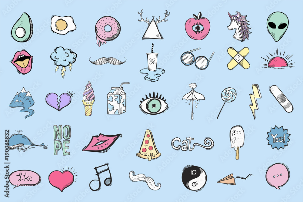 Set of cute and cool icons