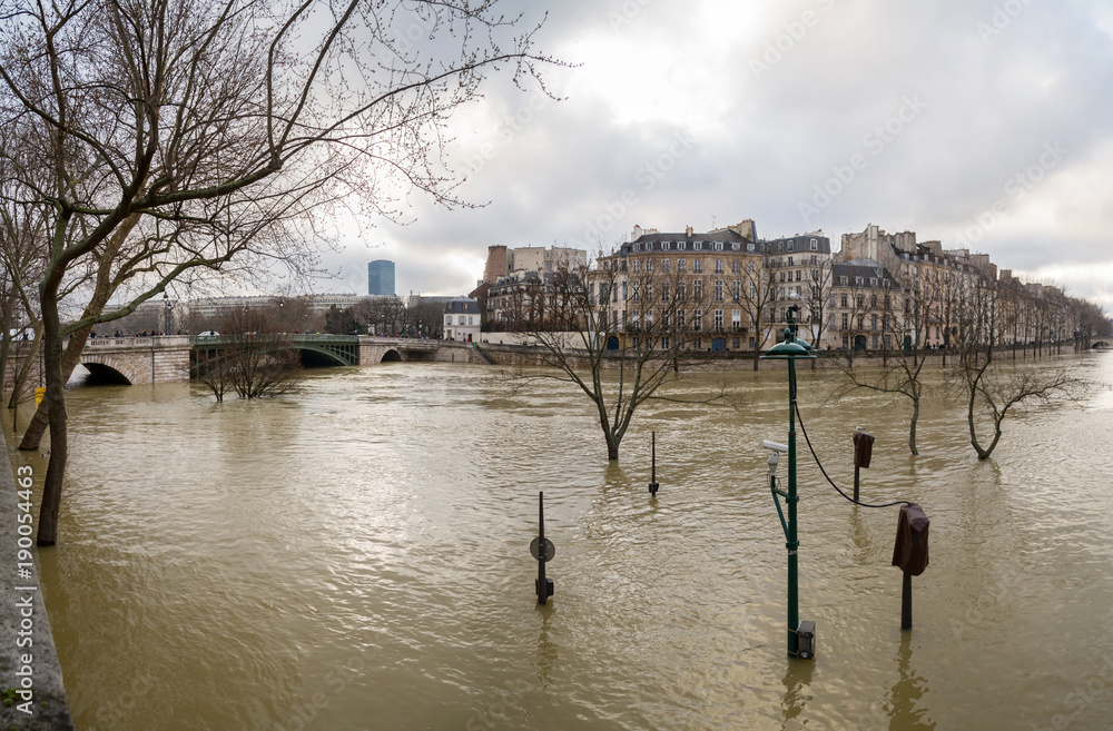 Flood of the Seine 2018 in Paris France