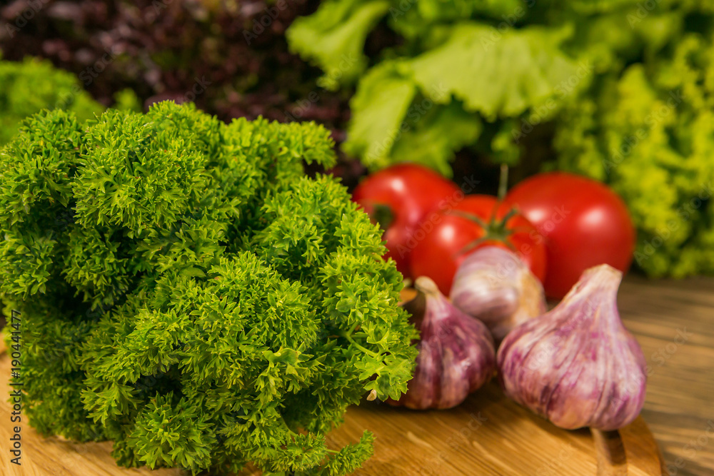 Fresh organic vegetables on a table. Healthy Vegetarian Food