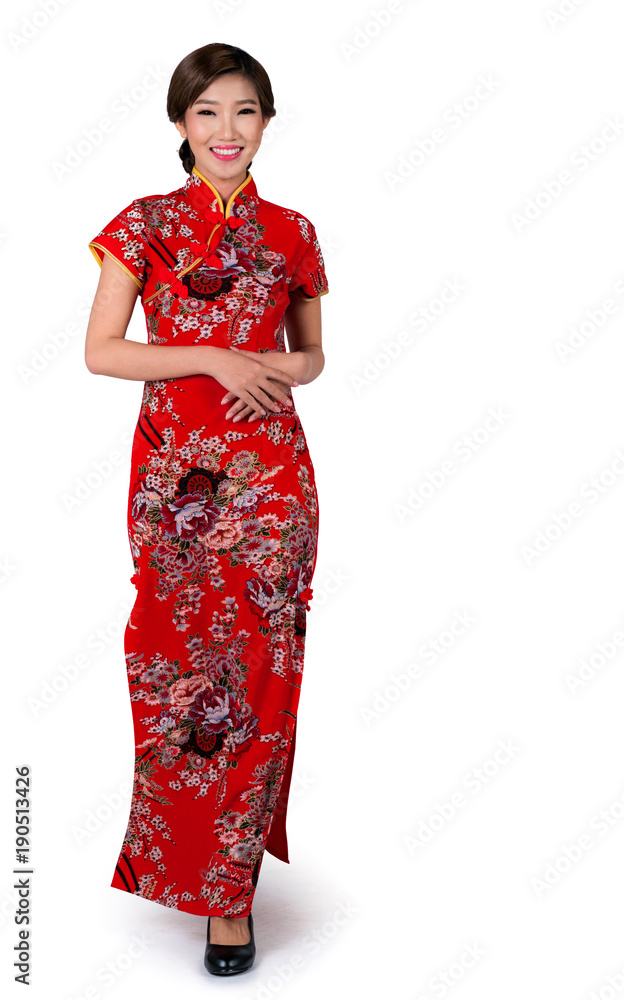 Asian lady in Chinese new year dress