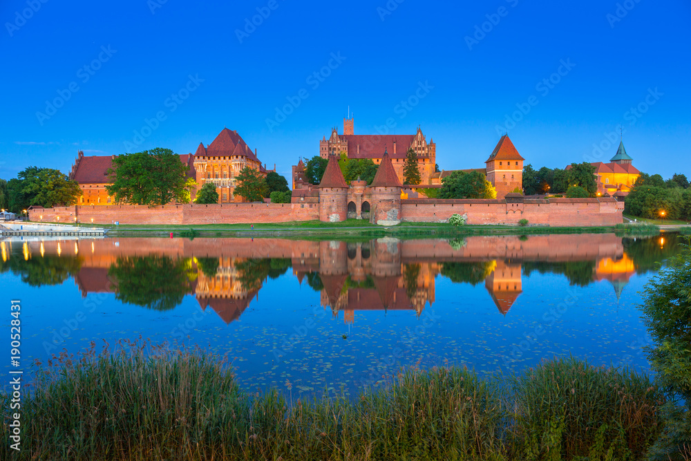 Malbork Castle of the Teutonic Order at dusk, Poland