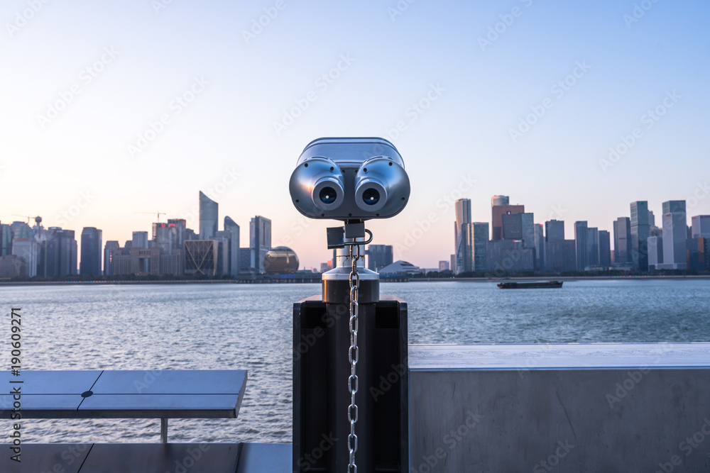 telescope with modern building