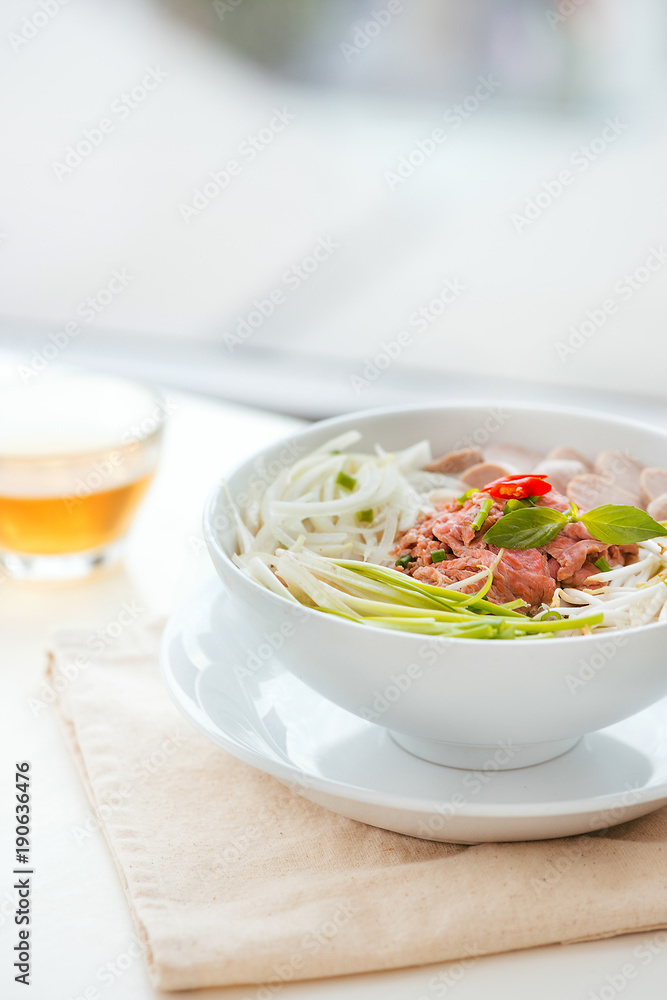 A bowl of traditional Vietnamese Pho noodle