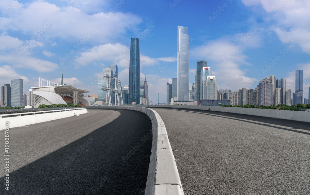 Guangzhou City Square Road and architectural landscape skyline