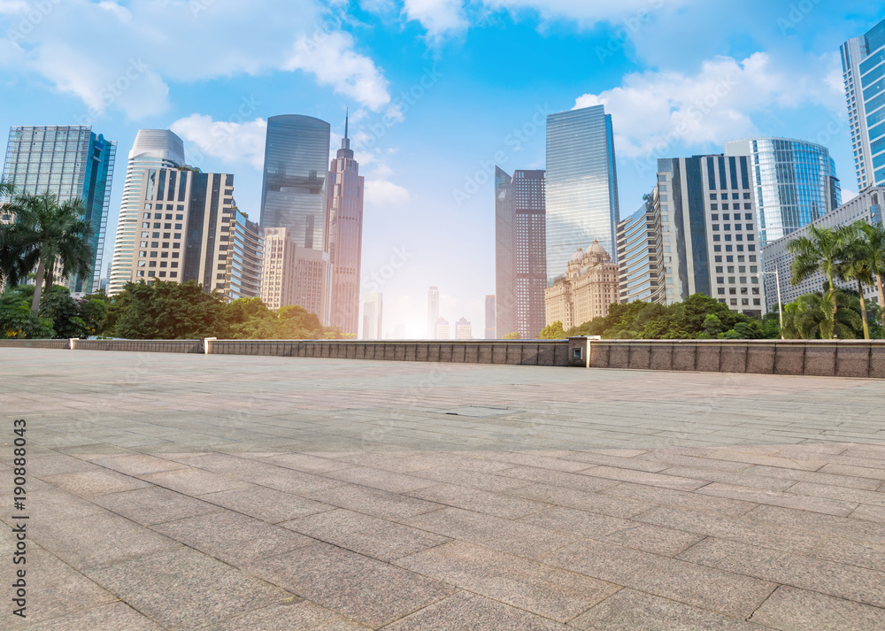 Guangzhou City Square Road and architectural landscape skyline