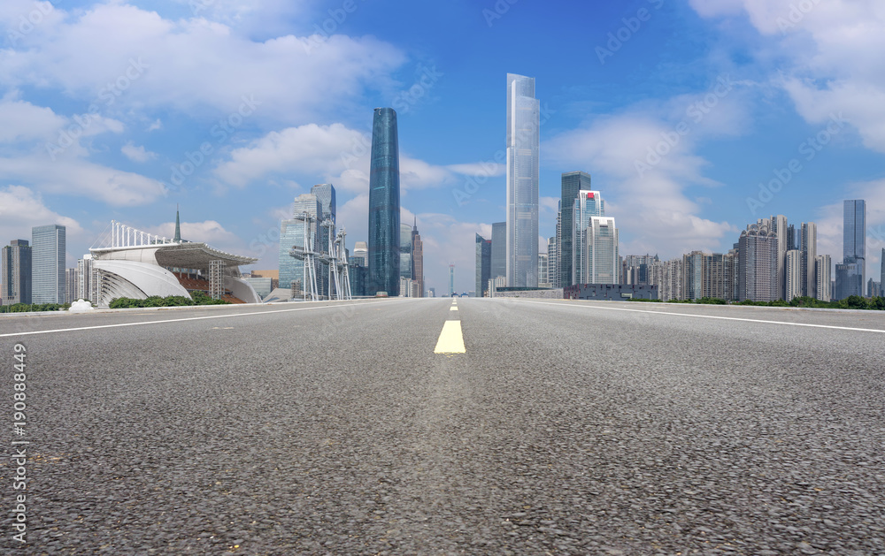 Guangzhou City Square Road and architectural landscape skyline