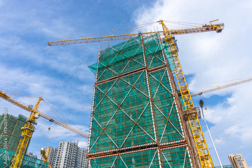 construction site with blue sky