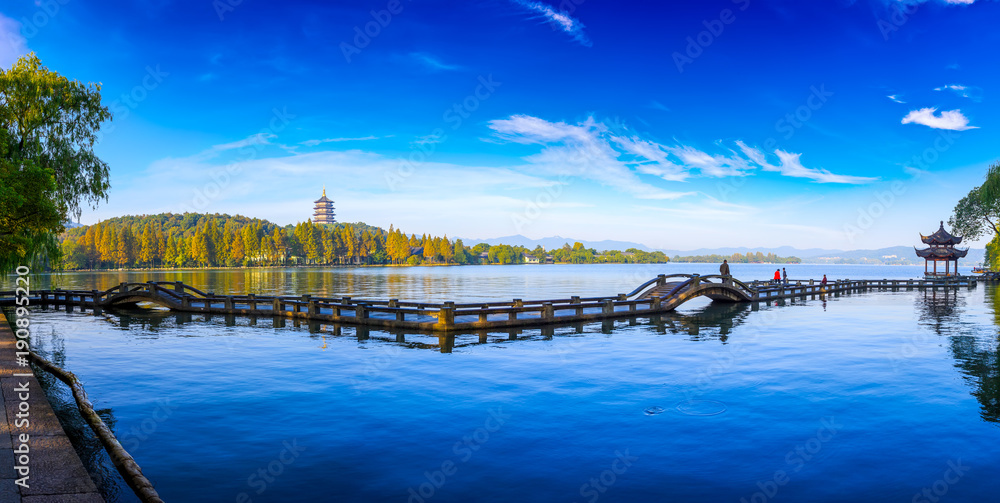 杭州西湖美丽的景观和建筑景观