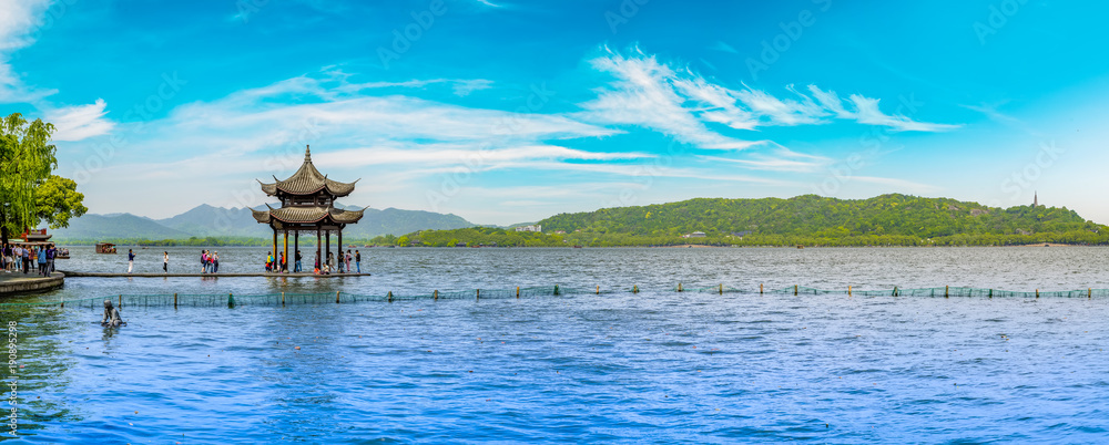 杭州西湖美丽的景观和建筑景观