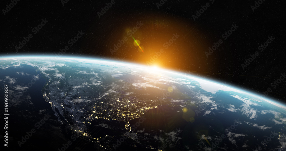 View of blue planet Earth in space 3D rendering elements of this image furnished by NASA