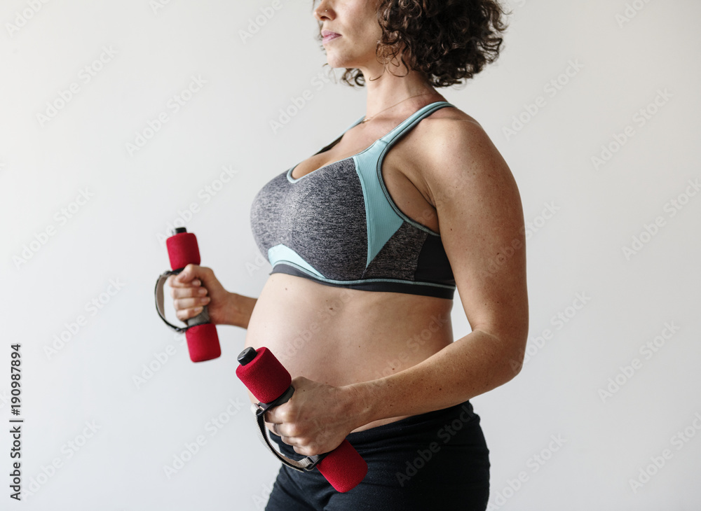 Pregnant woman doing light exercise