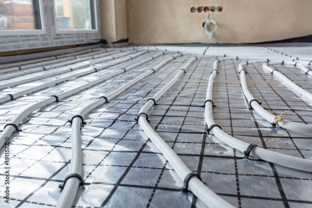 Underfloor heating system in new residential house