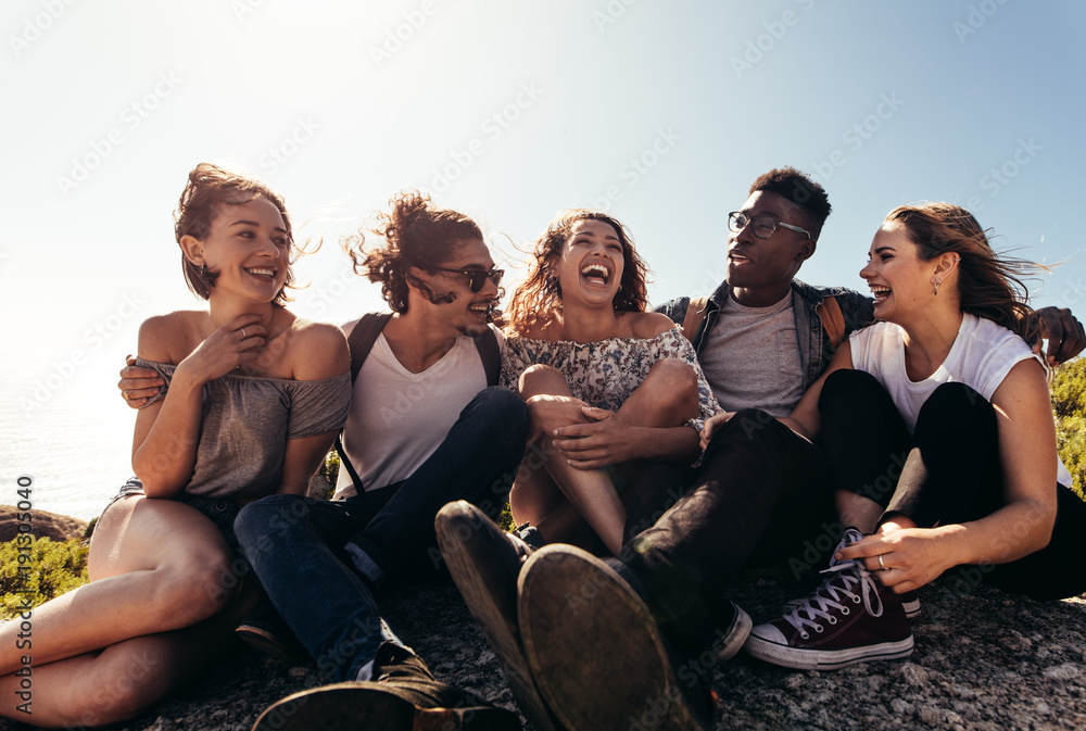 Group of friends enjoying on their holiday