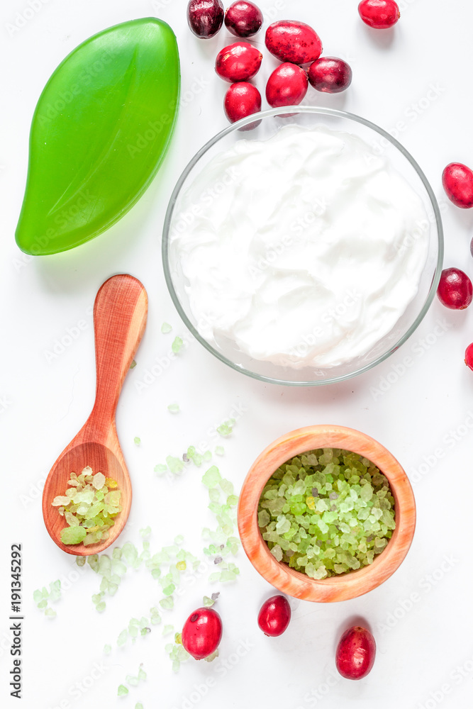 organic cosmetics with extracts of berries white background top 