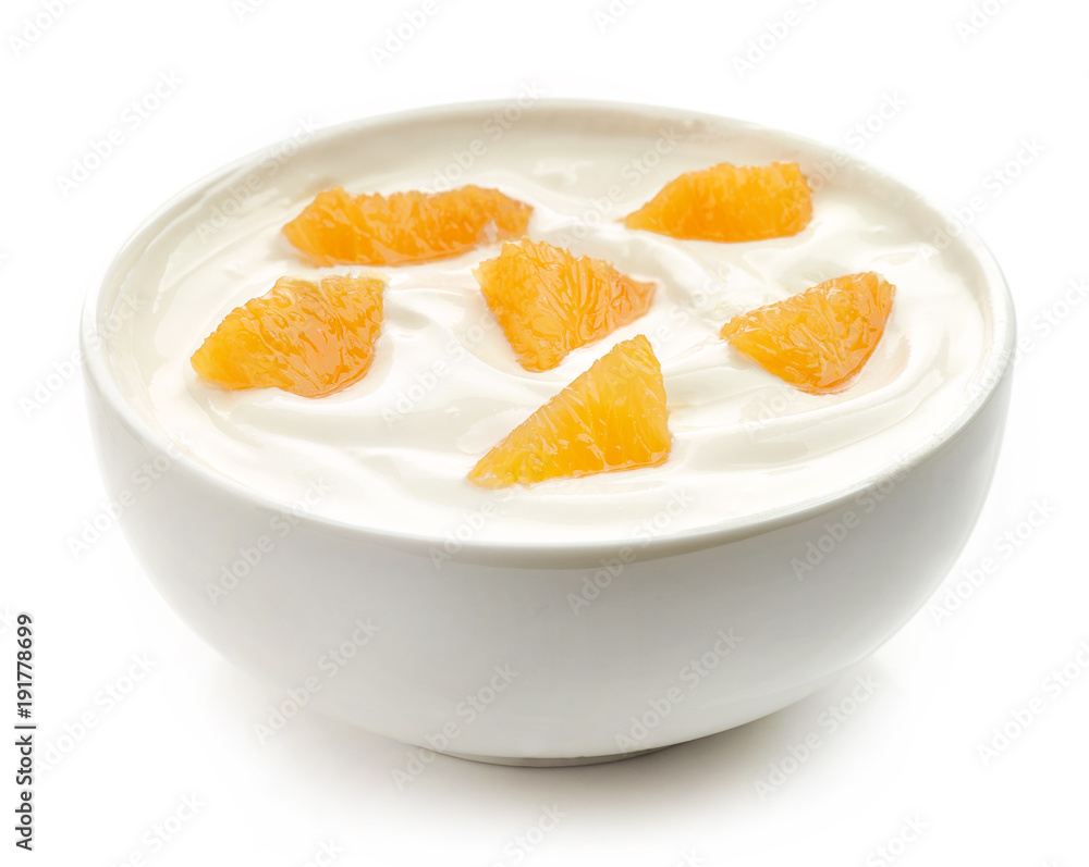 bowl of yogurt with orange pieces