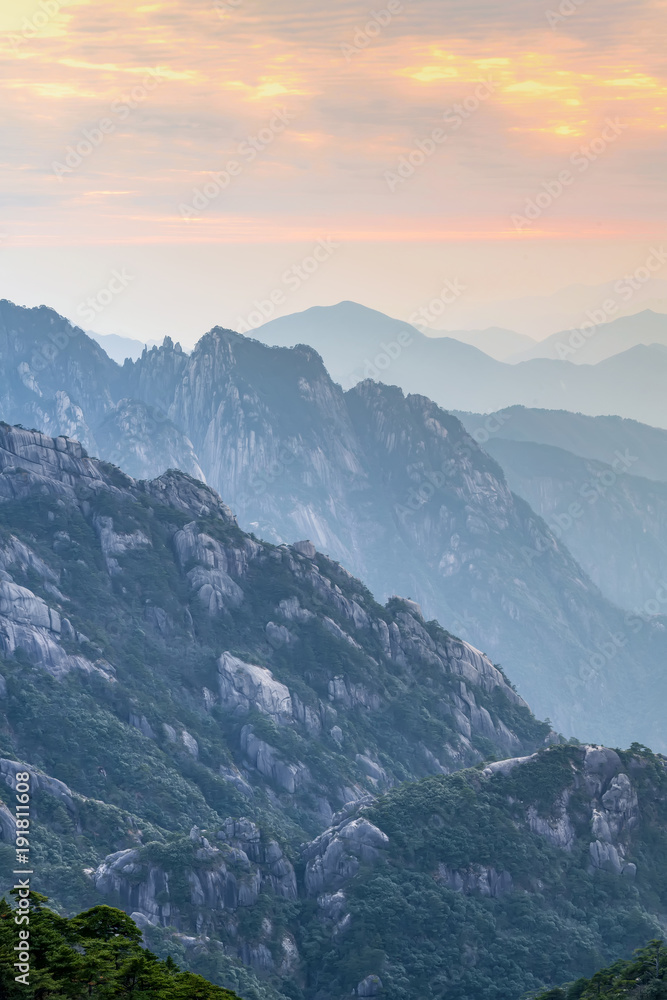 Sunrise in Mount Huangshan, China