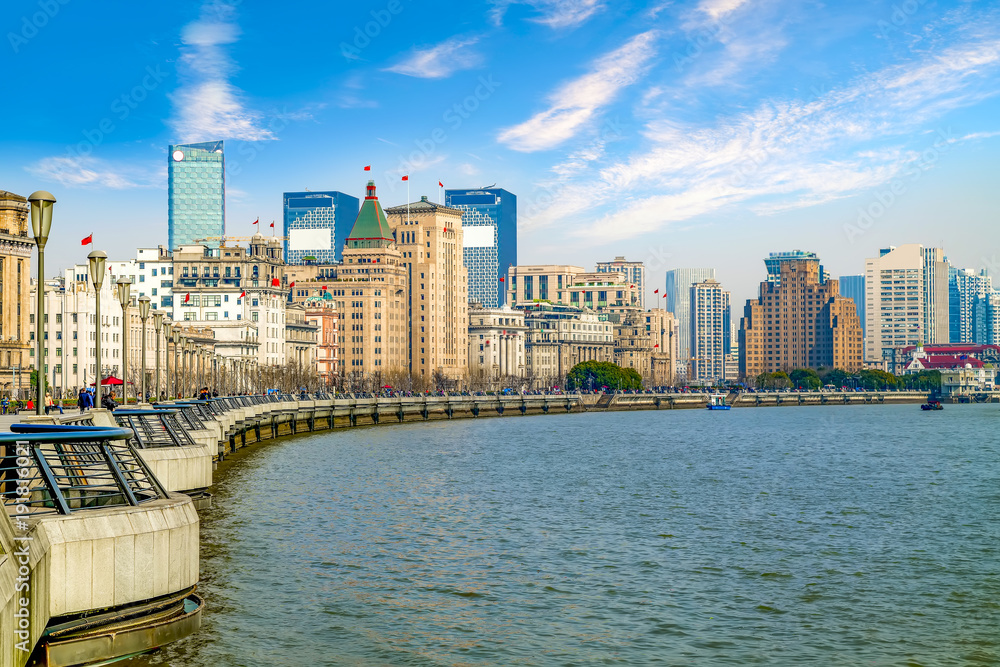 Rivers and old buildings in the Bund, Shanghai