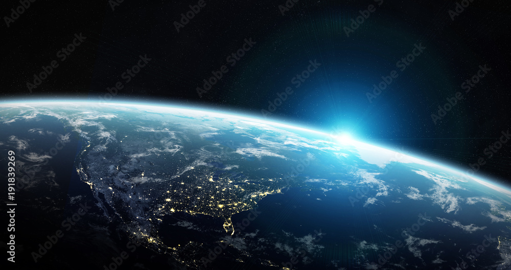 View of blue planet Earth in space 3D rendering elements of this image furnished by NASA