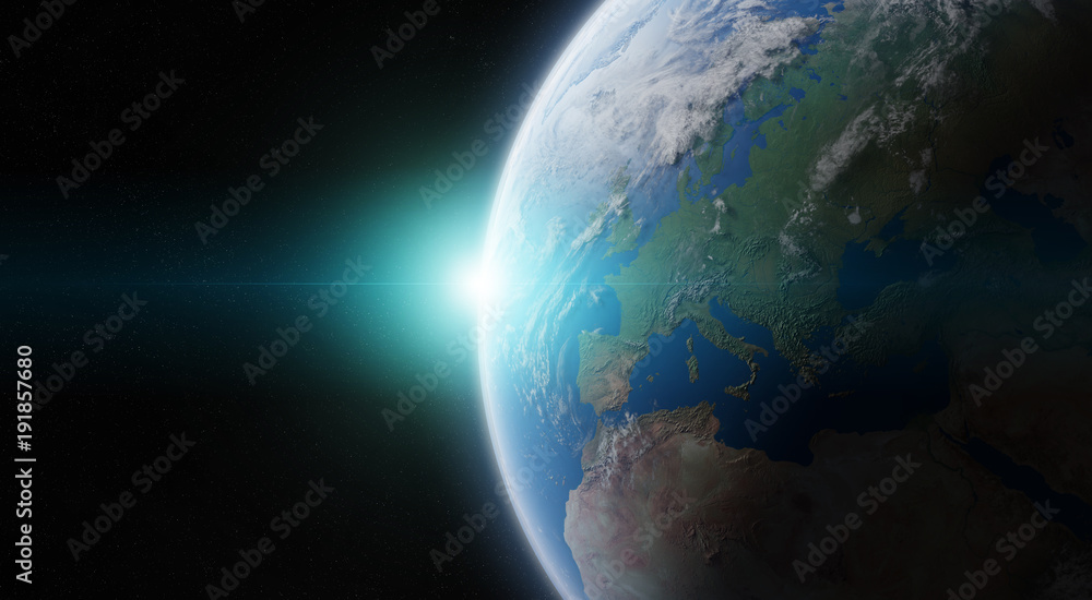 View of blue planet Earth in space 3D rendering elements of this image furnished by NASA