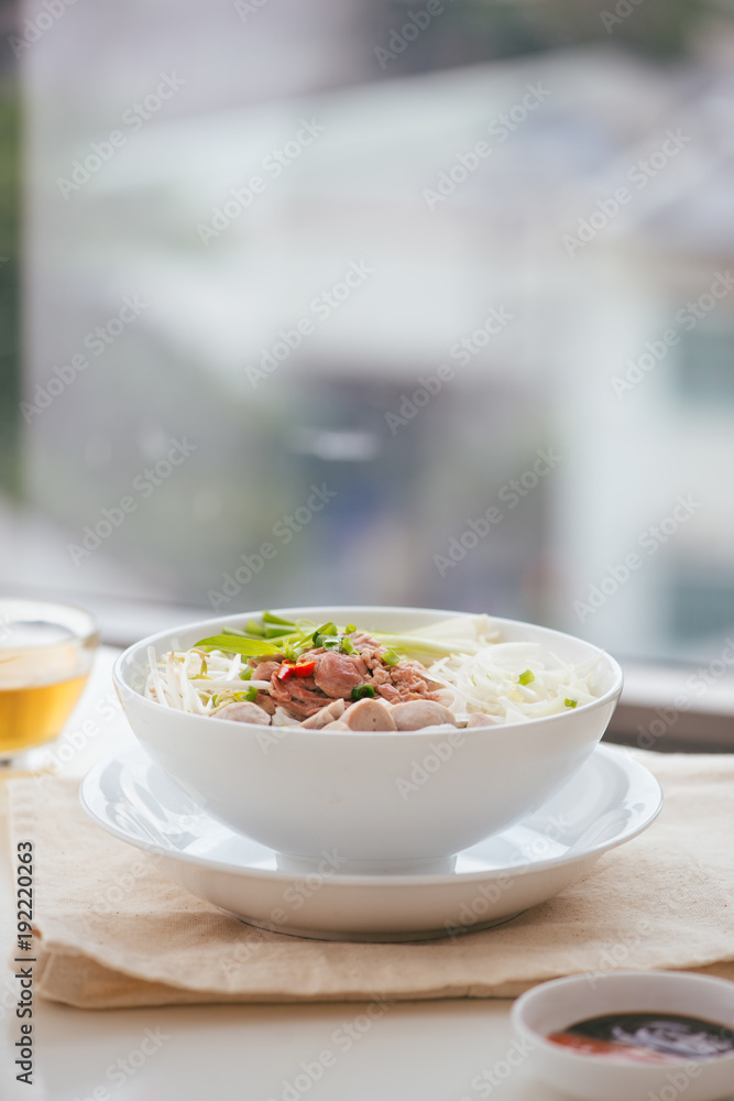 A bowl of traditional Vietnamese Pho noodle