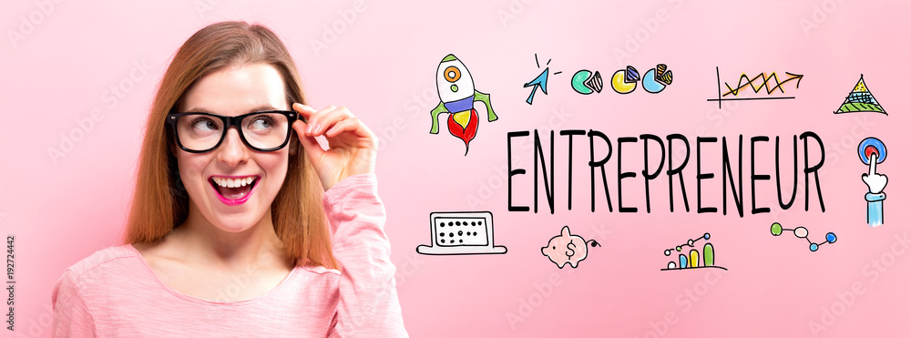 Entrepreneur with happy young woman holding her glasses