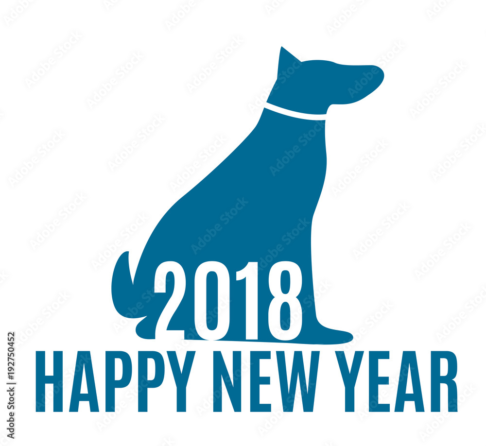 2018 Year of Dog. Happpy New Year Background. Vector Illustration