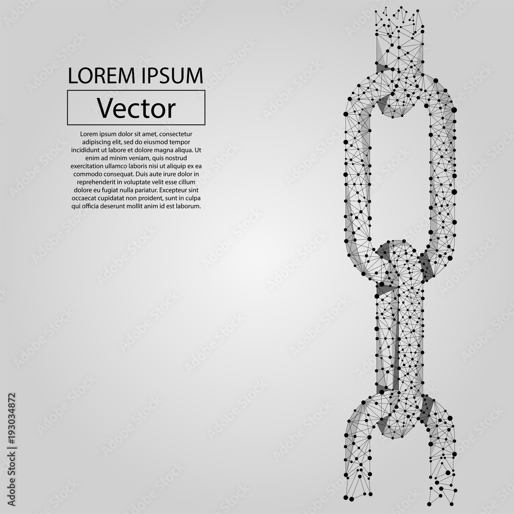 抽象的直线和点链式链接。连接的线框概念。低多边形矢量插图