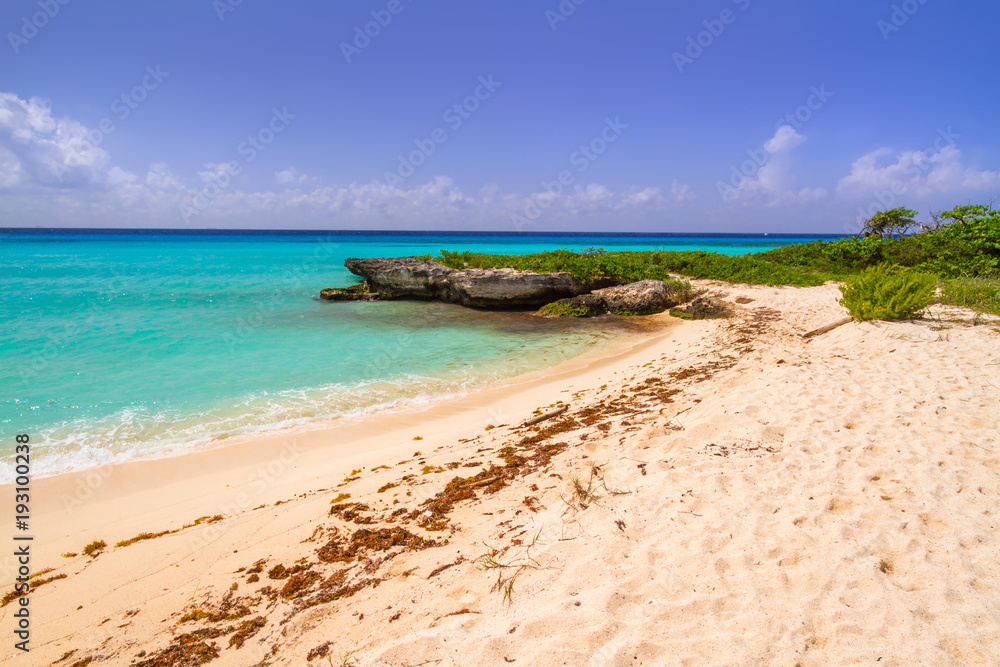 Beautiful beach at Caribbean sea in Mexico