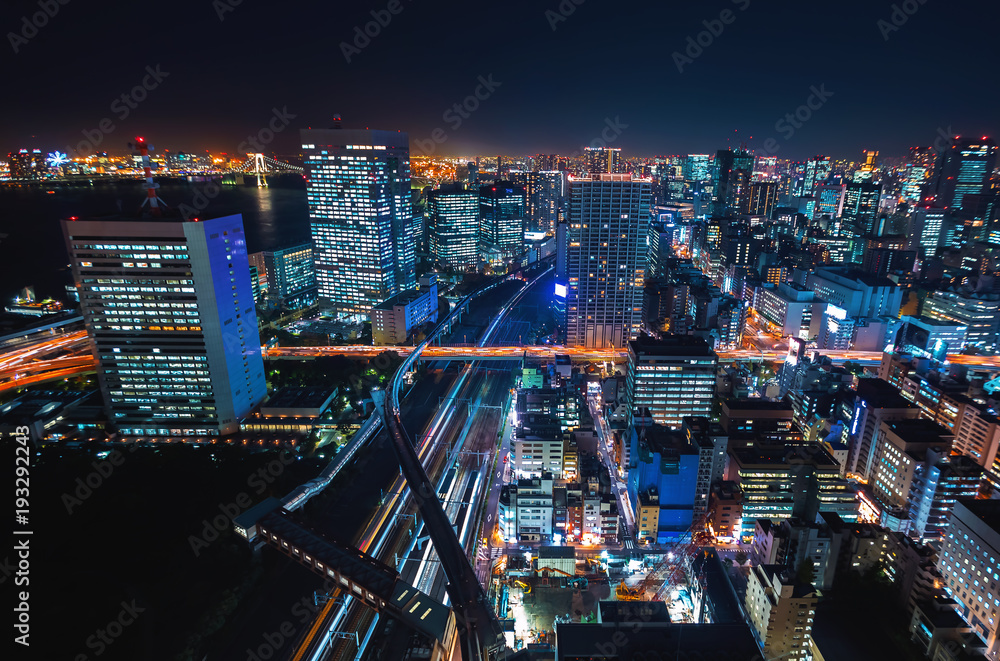 日本东京都港区夜景鸟瞰图