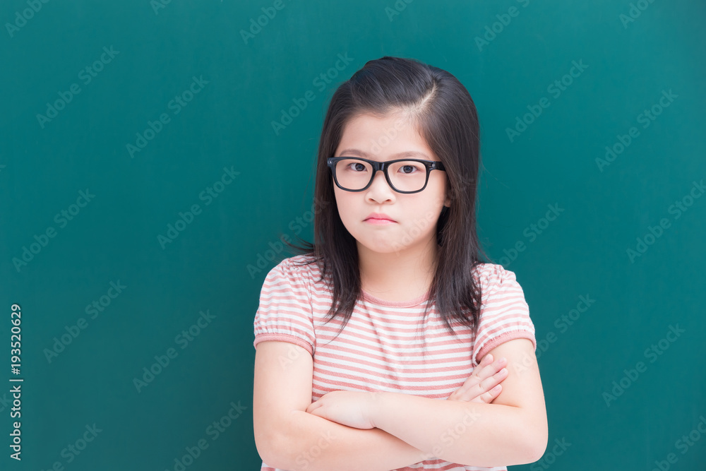 cute girl with green chalkboard