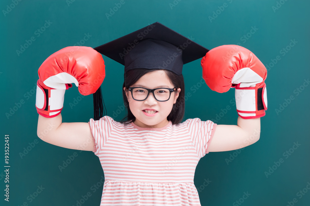 cute girl with green chalkboard