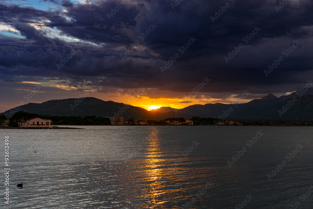 Sundown in harbor Alcúdia