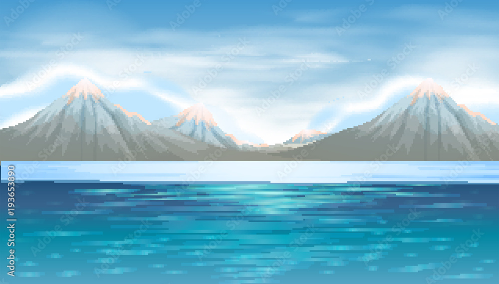 蓝色湖山背景