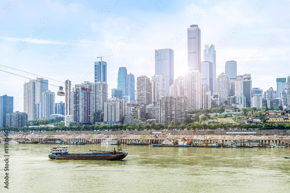 Chongqing urban architectural landscape skyline and River Bridge