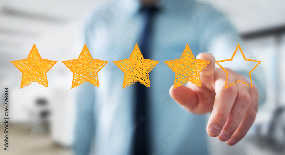 Businessman rating with hand drawn stars