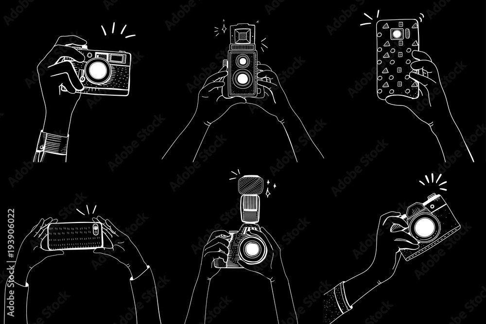 Illustration of hand holding camera