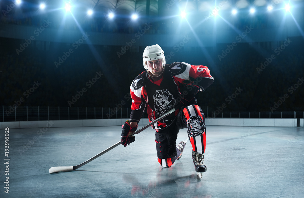 Ice hockey players on the grand ice arena