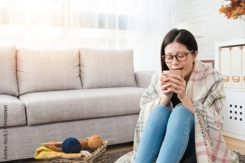 beautiful Asian women enjoy hot chocolate